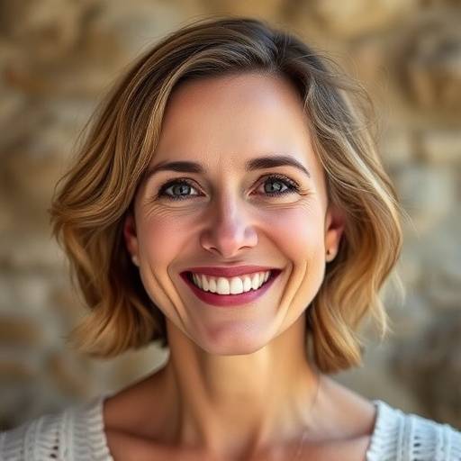 Portrait souriant d'Isabelle Dubois, fondatrice d'Harmonie Provenäale, en Provence